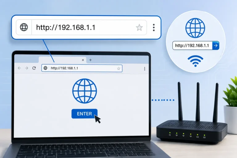 Typing router IP address 192.168.1.1 in the browser address bar