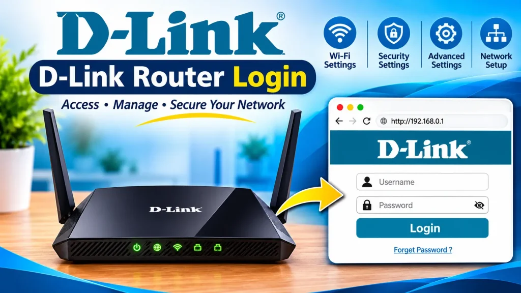 D-Link Router Login – Login to the D-Link router admin panel to manage Wi-Fi, security, and network settings.